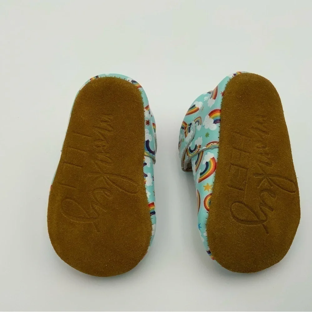 Monkey Feet Rainbow Leather T-Strap Baby Shoes 3M-6M Great Condition!